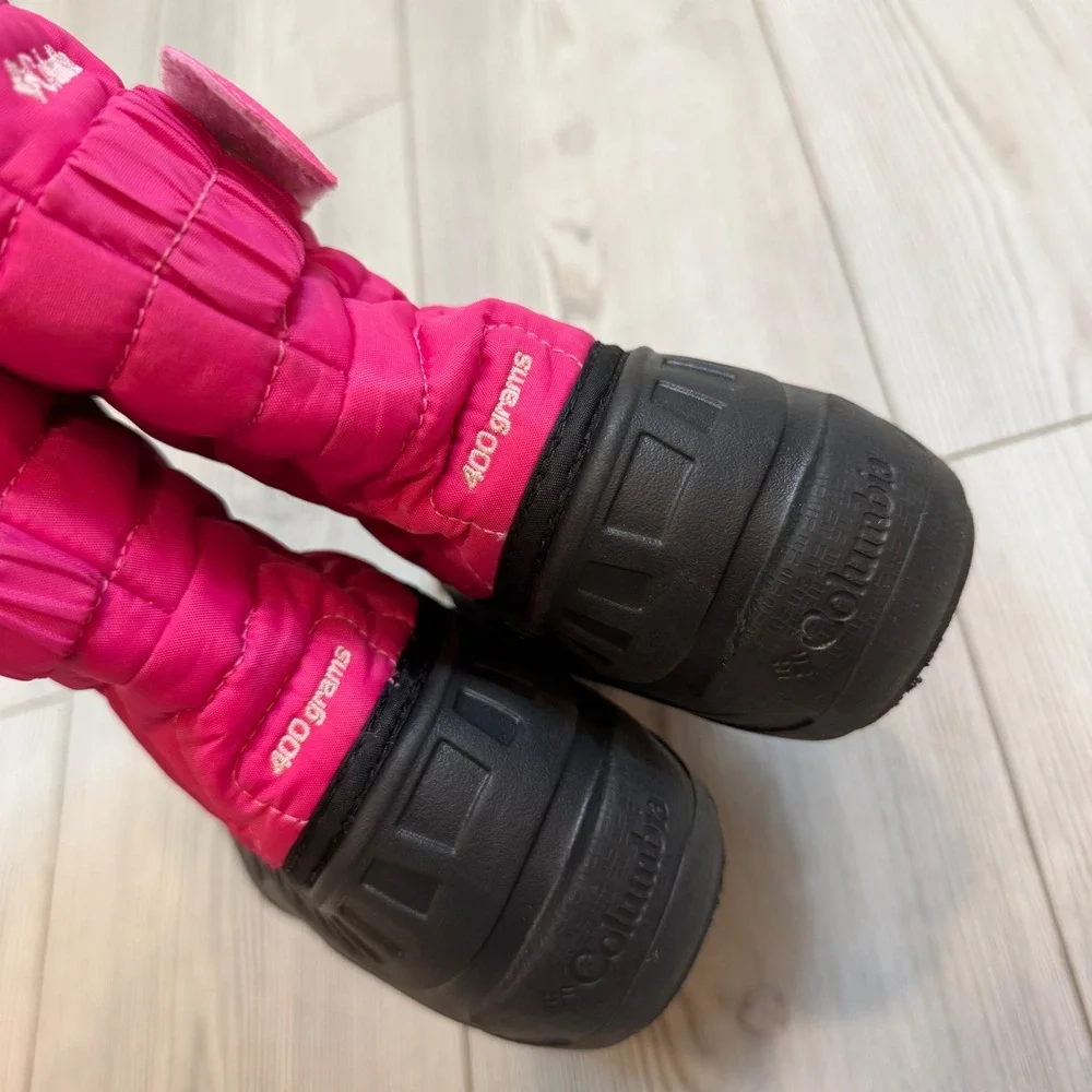 Columbia Powderbug Plus II Snow Boots Pink Black Girls Size 3 BY6077-695 400g